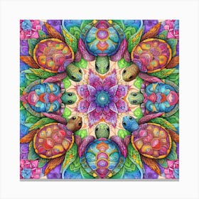 Turtles, Mandala Art Canvas Print