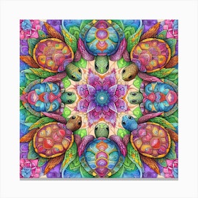 Turtles, Mandala Art Canvas Print