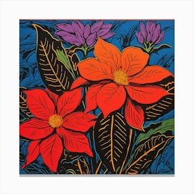 Poinsettia 4 Pop Art Illustration Square Canvas Print