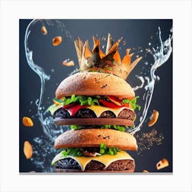 Hamburger Royal And Vegetables Ultrarealistic U (4) (1) Canvas Print