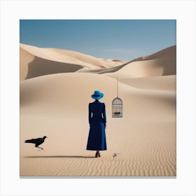 Woman In Blue Hat Canvas Print