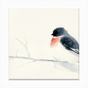 Winter Bird Watercolor Painting Canvas Print