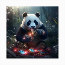 Bejewelled panda bear knows how to keep his jewels close to his chest! Canvas Print