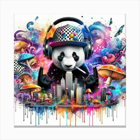 Panda Bear With Headphones 2 Canvas Print