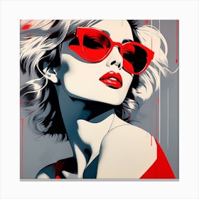 Woman In Red Sunglasses Canvas Print