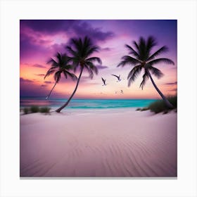 Pink and Turquoise Beach Canvas Print
