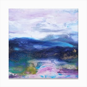 Blue Mountains Abstract Painting Square Canvas Print