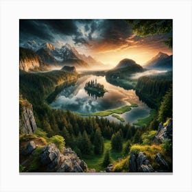 Sunrise In The Mountains Canvas Print