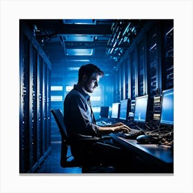 A Cutting Edge Server Room Filled To The Brim With Sleek High Tech Equipment Humming With Energy Canvas Print