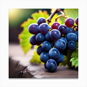Grapes On A Wooden Table Canvas Print