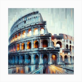 Brush Painting Colosseum In Italy 1 Canvas Print