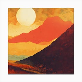 Sunset In The Mountains wall art Canvas Print