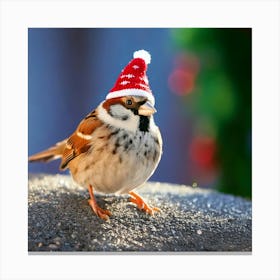 Firefly Cheerful Winter Sparrow In Festive Attire 69562 Canvas Print