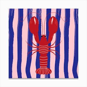 Lobster On Striped Background 2 Canvas Print