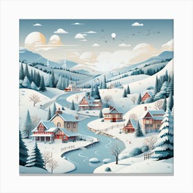 Winter Village for Christmas 3 Canvas Print