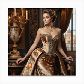 Elegant Woman In A Gown Canvas Print