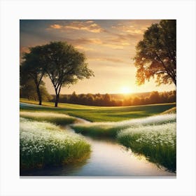 Sunset At The Golf Course Canvas Print