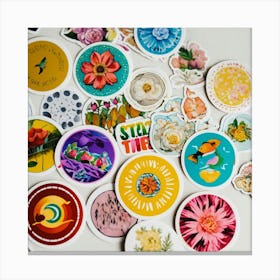 A Photo Of A Stack Of Stickers 3 Canvas Print