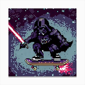 Darth Vader Pixelized Skateboarding Canvas Print