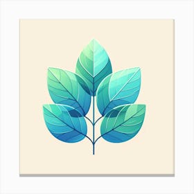 Fan of green-blue transparent leaves, Vector art 1 Canvas Print