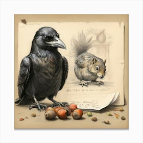 Crow And Squirrel 1 Canvas Print