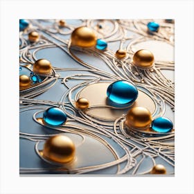 Blue And Gold Droplets Canvas Print