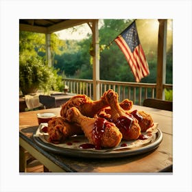 Fried Chicken On The Porch Canvas Print