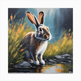 Rabbit By The Water Canvas Print