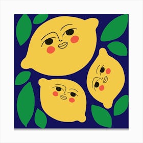 Happy Lemons Square Canvas Print