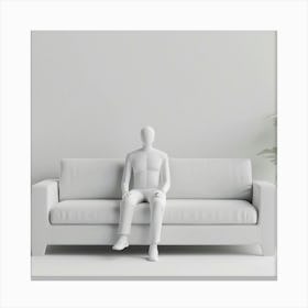 Mannequin Sitting On Couch Canvas Print