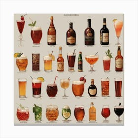 Default Alcoholic Drinks Of Different Countries Aesthetic 3 Canvas Print