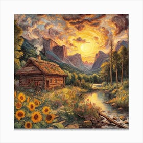 Sunset At The Cabin Canvas Print