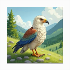 Majestic Griffin In A Verdant Valley, Watercolor 1 Canvas Print