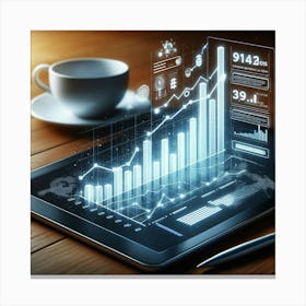 Tablet Computer With Graphs Canvas Print