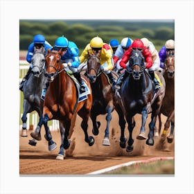 Jockeys Racing Horses 17 Canvas Print