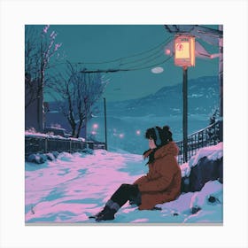 Girl Sitting In Snow Toile