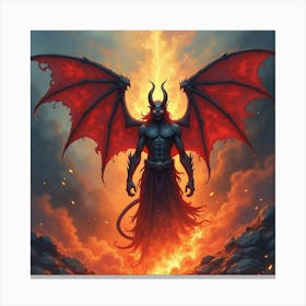 Demon Soul In A Watercolor Inferno Of Swirling Colors 1 Canvas Print