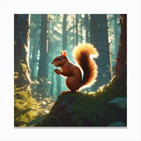 Red Squirrel In The Forest 68 Canvas Print