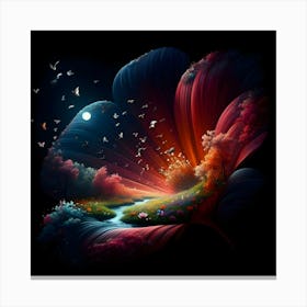 Flower In The Night Sky Canvas Print