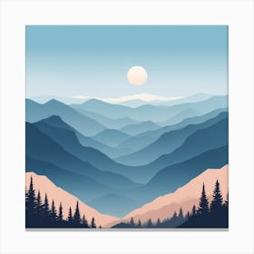 Misty mountains background in blue tone Canvas Print