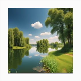 Landscape With Trees And Water Canvas Print