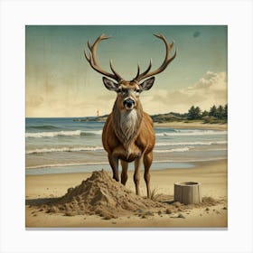 Deer On The Beach 4 Canvas Print