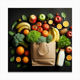 Shopping Bag With Fruits And Vegetables 3 Canvas Print