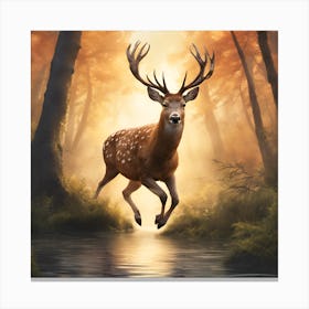 0 I Want An Amazing 3d Picture Of A Deer Jumping In Esrgan V1 X2plus Canvas Print