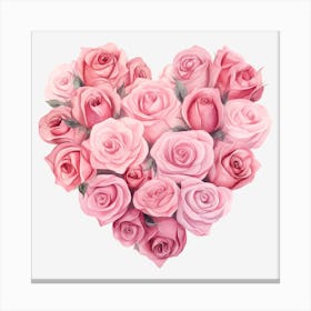 Pink Roses Heart 11 Canvas Print