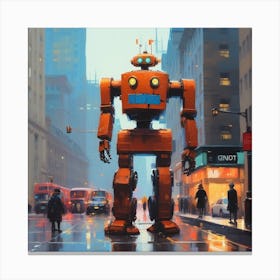 Robot On The Street 60 Canvas Print