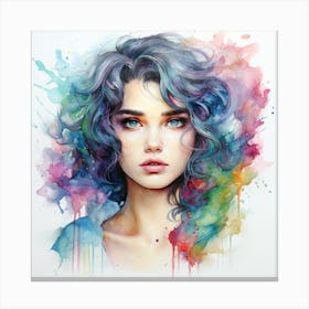 Watercolor Of A Girl Canvas Print