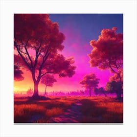 Sunset In The Forest Canvas Print