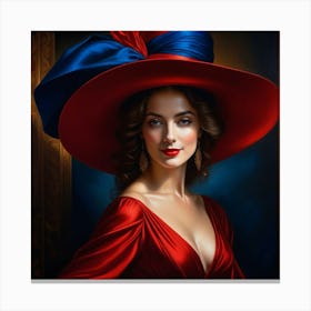 Lady In Red Hat 4 Canvas Print