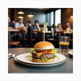 Hamburger In A Restaurant 2 Canvas Print